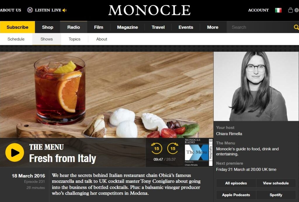 Il Borgo del Balsamico su MONOCLE RADIO